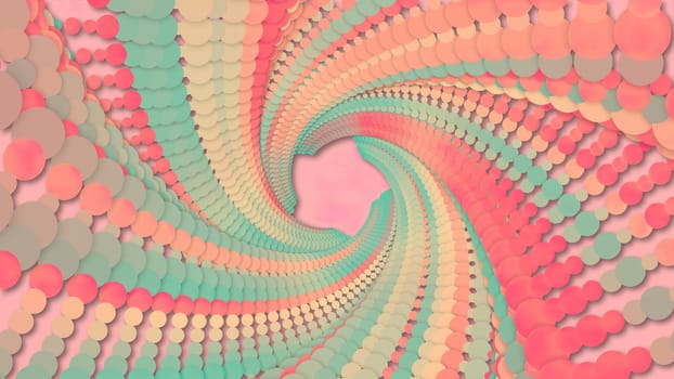 3d Illustration, Big Pastel Colors dots lined up in lines It was put together until it was a Star pipe and it is twisted