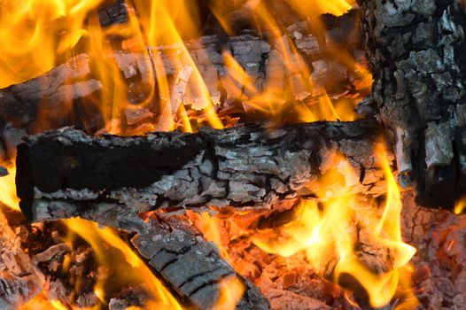 A big red bonfire closeup