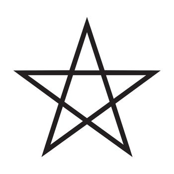 The ancient symbol the pentangle in black over a white background