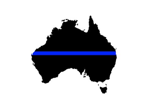 australia thin blue line flag map shape 