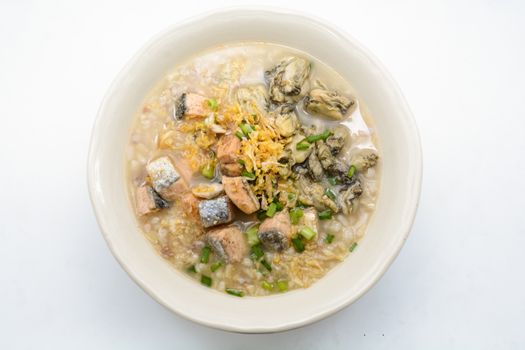 Seafood boiled rice with Salmon and Oysters