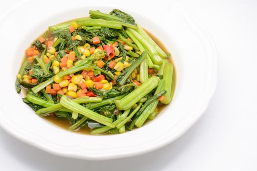 Stir fried Chinese kale with oyster sauce and pork