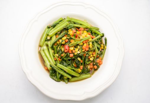 Stir fried Chinese kale with oyster sauce and pork