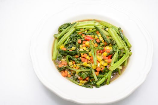 Stir fried Chinese kale with oyster sauce and pork