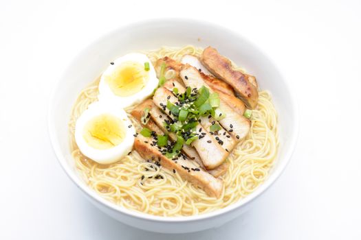 Miso Ramen with egg and pork, homemade Japanese food