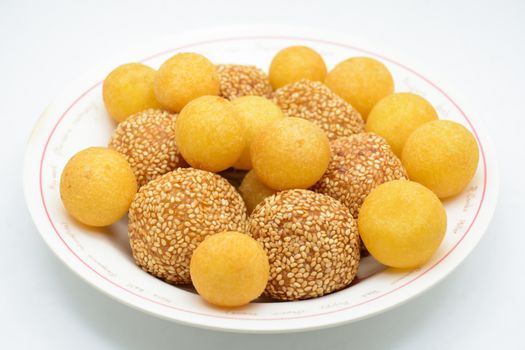 Deep fried sesame ball with pumpkin paste