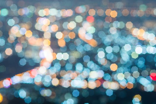 Abstract, Beautiful Bokeh landscape of city at night, Bokeh light and blur city sunset
