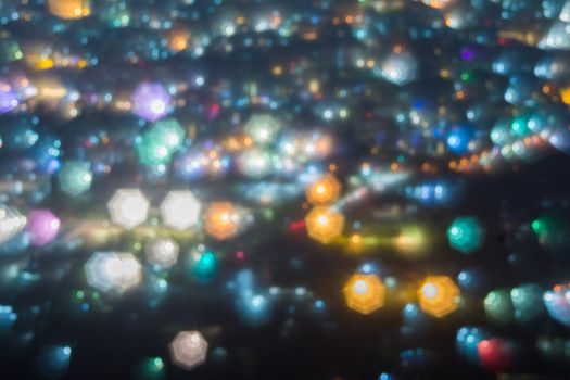 Abstract, Beautiful Bokeh landscape of city at night, Bokeh light and blur city sunset
