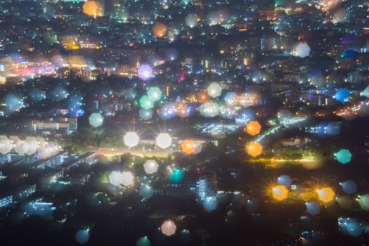 Abstract, Beautiful Bokeh landscape of city at night, Bokeh light and blur city sunset
