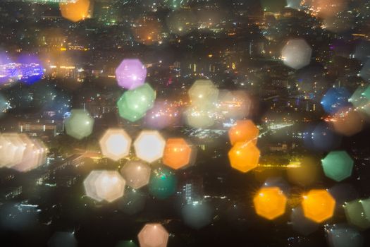 Abstract, Beautiful Bokeh landscape of city at night, Bokeh light and blur city sunset
