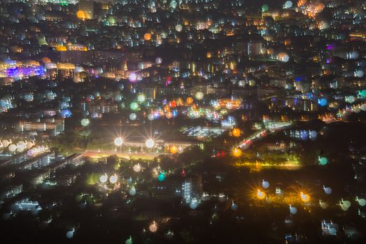 Abstract, Beautiful Bokeh landscape of city at night, Bokeh light and blur city sunset
