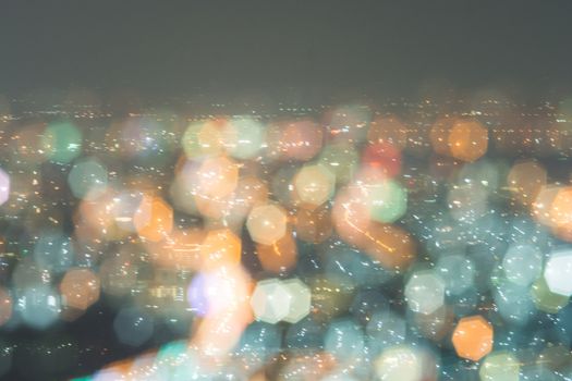 Abstract, Beautiful Bokeh landscape of city at night, Bokeh light and blur city sunset
