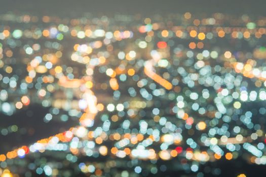 Abstract, Beautiful Bokeh landscape of city at night, Bokeh light and blur city sunset
