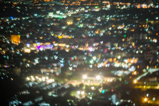 Abstract, Beautiful Bokeh landscape of city at night, Bokeh light and blur city sunset
