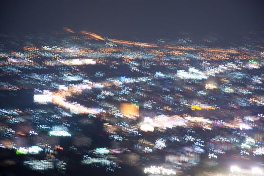 Abstract long exposure, experimental surreal photo, city and vehicle lights at night
