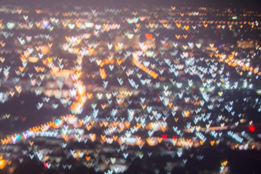 Abstract, Beautiful Bokeh landscape of city at night, Bokeh light and blur city sunset
