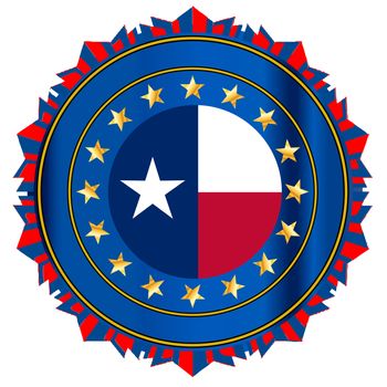 Texan state flag flag with a star and blue border isolated on white