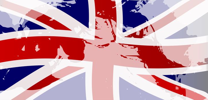 The flag of Great Britain with grunge fade and isolated on a white background