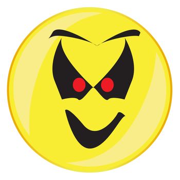 An evil ghost smile face button isolated on a white background