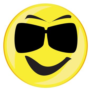 A sunglasses smile face button isolated on a white background