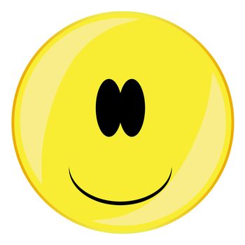 A silly stupid happy smile face button isolated on a white background