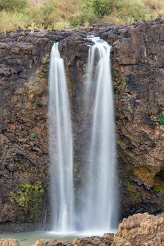 long exposure of Blue Nile waterfall in dry season with low water flow near Bahir Dar and Lake Tana. Nature and travel destination. Amhara Region Ethiopia, Africa wilderness