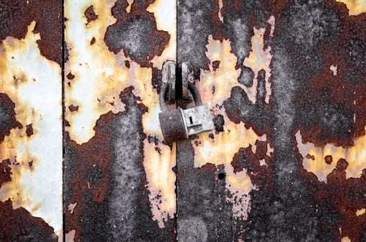 background texture pattern of old rusty iron wall close up