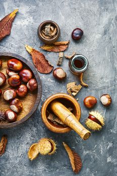 Chestnut and its ingredients in traditional medicine.Herbal medicine.