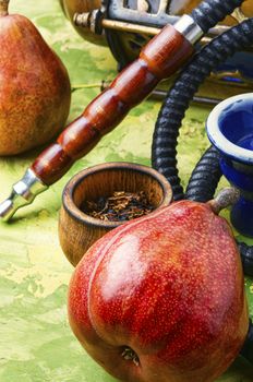 Smoking hookah.Details of Turkish hooka.Shisha with a fruity aroma of tobacco.