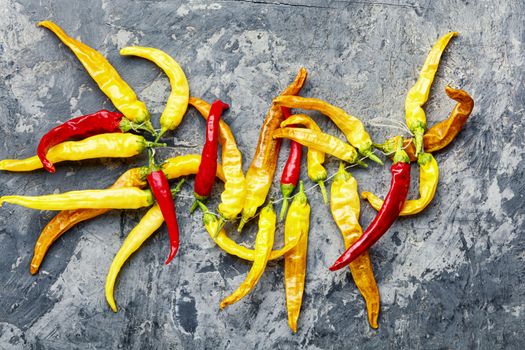 Cayenne pepper.Fresh red and yellow chili pepper