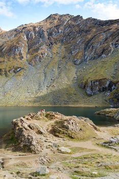 The glacier lake Balea (Balea Lac) on the Transfagarasan road in Romania