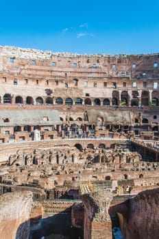 Interior view of the Colosseum in Rome, Italy