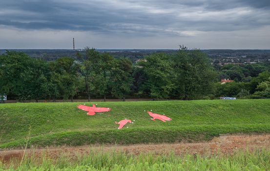 Panoramic View of the  Petrovaradin Fortress in Novi Sad, Serbia in a cloudy summer day