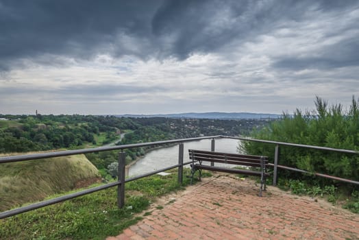 Panoramic View of the  Petrovaradin Fortress in Novi Sad, Serbia in a cloudy summer day