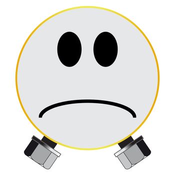 A Frankenstein monster smile face button isolated on a white background