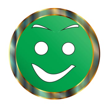 A green to go positive smile emoticon happy face