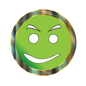 A green to go positive smile emoticon almost happy face
