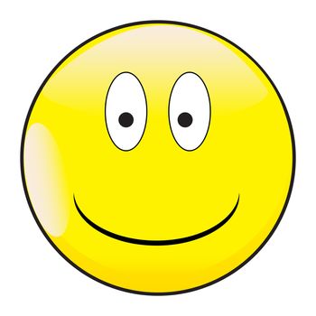 A big eyed happy smiling smile face button isolated on a white background