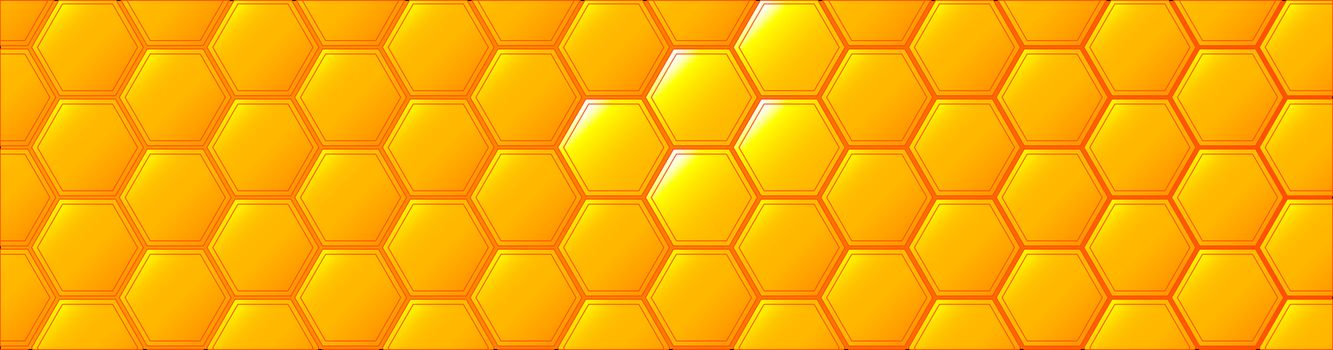 A bee honeycombe web banner formed from segments of orange