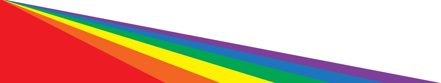 A rainbow LGBT flag color web banner with large white copy space