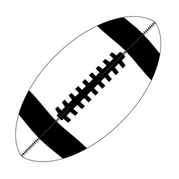 A typical american type foorball in black outlineover a white