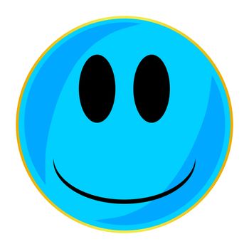 A blue smile face button isolated on a white background