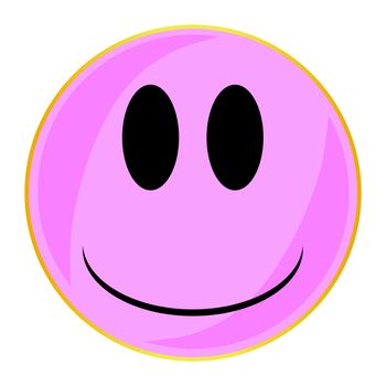 A pink smile face button isolated on a white background