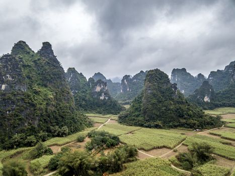 The karst mountains of Chongzuo, Guangxi of China.