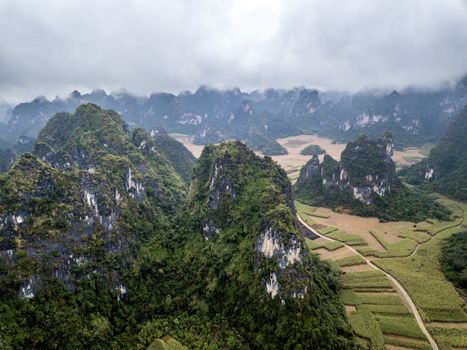 The karst mountains of Chongzuo, Guangxi of China.