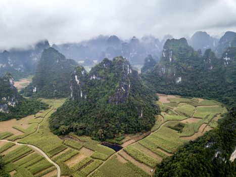 The karst mountains of Chongzuo, Guangxi of China.