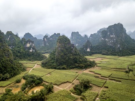 The karst mountains of Chongzuo, Guangxi of China.