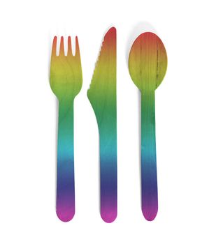Eco friendly wooden cutlery - Plastic free concept - Rainbow
