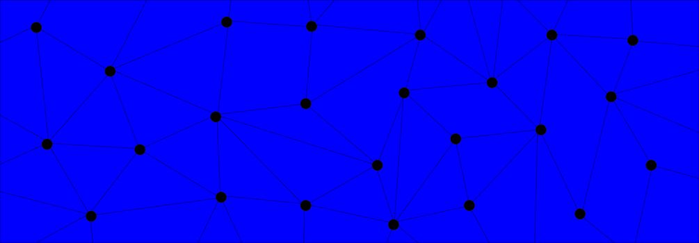A dark blue background of dots and lines