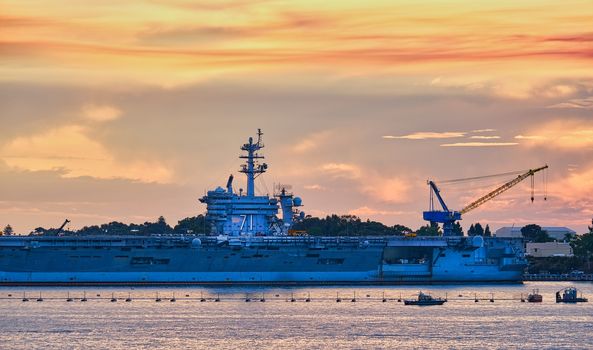 USS Roosevelt at Sunset in San Diego